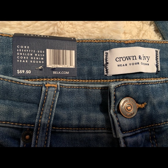 NWT Crown & Ivy Mid Rise Straight Jeans Size 8 - Picture 6 of 8